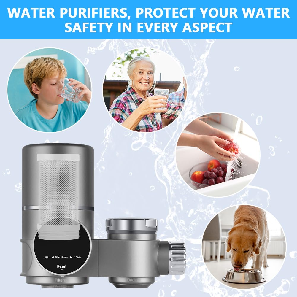 HOTUT Filtre á Eau Sur Robinet- Jeu de 2 Cartouches de Rechange pour Filtres à Eau, Enlève Impuretés, Chlore, Eau de Javel, Vers, Installation Facile