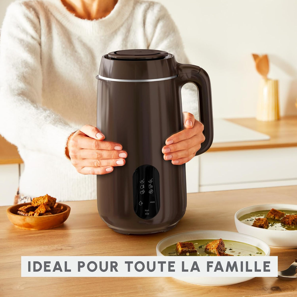 Moulinex Multisoup, Blender chauffant, 6 programmes culinaires, Textures parfaites, Utilisation facile, LM5629F0