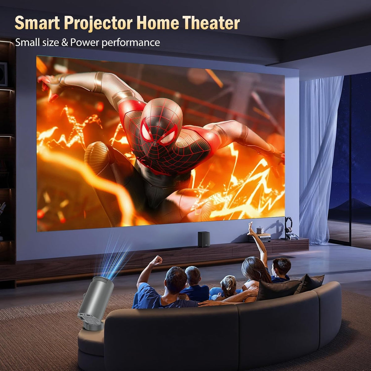 Vidéoprojecteur 4K avec WiFi 6 BT5.4, 270° Rotation, Correction Trapézoïdale, Base de Son, Compatibile avec HDMI/USB/PS5