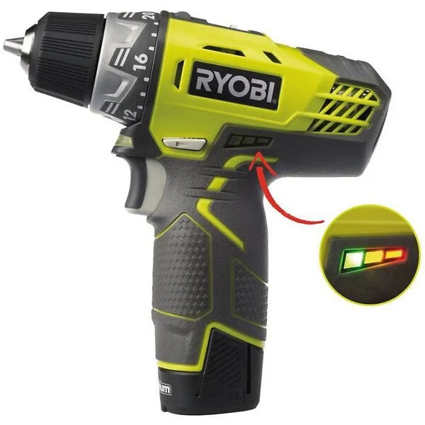 RYOBI Perceuse-visseuse 12V - 2 Batteries 2.0Ah - 1 Chargeur R12DD-220S
