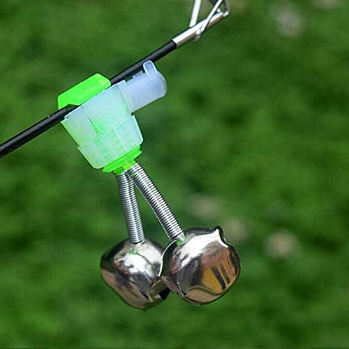Accessoire de pêche de Nuit Pointe de Canne à lumière LED Anneau de Poisson Morsure Double Cloches résistant à l'eau Vert Argent 10 Paquets