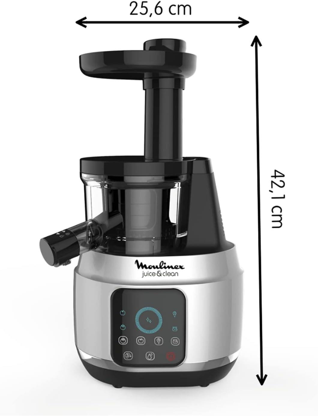 Moulinex - Extracteur de jus Juice & Clean - 150W - Gris | Pressoir à froid pour jus, sorbets et coulis - Technologie EasyClean automatique - 2 vitesses - Pichet 800 ml