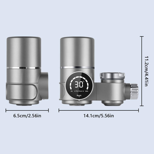HOTUT Filtre Eau Robinet, Système de Filtre à Eau avec Affichage LED, Comprend 1 Cartouche, 8 Couches de Filtrage, Enlève Impuretés, Chlore, Eau de Javel, Vers, Installation Facile