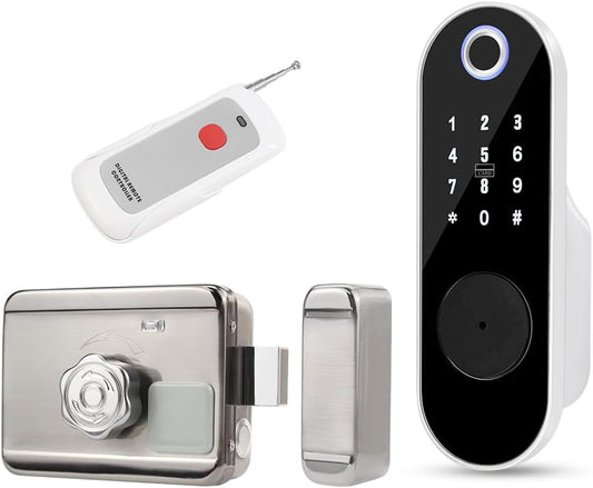 Serrure de Porte avec Empreintes Digitales,Verrou de Clavier d'Entrée sans clé avec Entrée clé,Mot de Passe Anti-espionnage,Serrure Antivol Intelligente