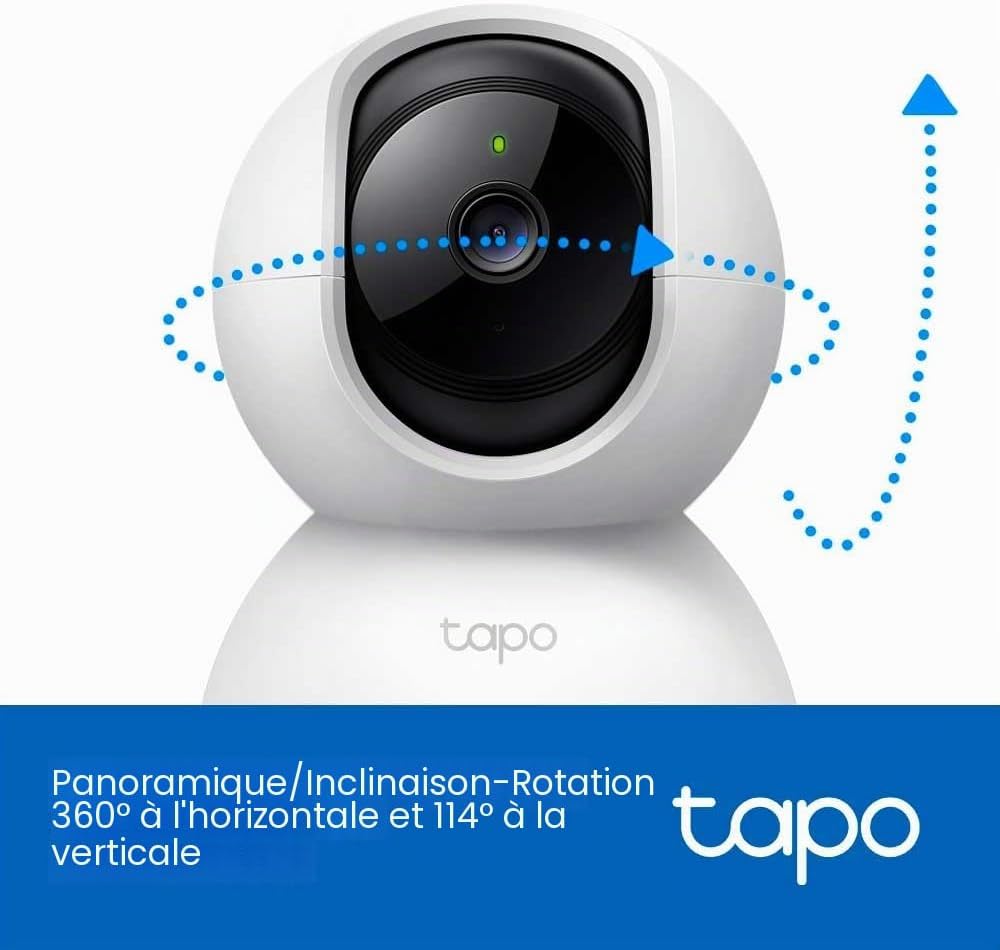 Tapo C200 Caméra Surveillance WiFi intérieure 360° 1080p, Vision Nocturne, Notifications en Temps réel, Détection de Personne, Suivi de Mouvement, Télécommande, Compatible avec Alexa