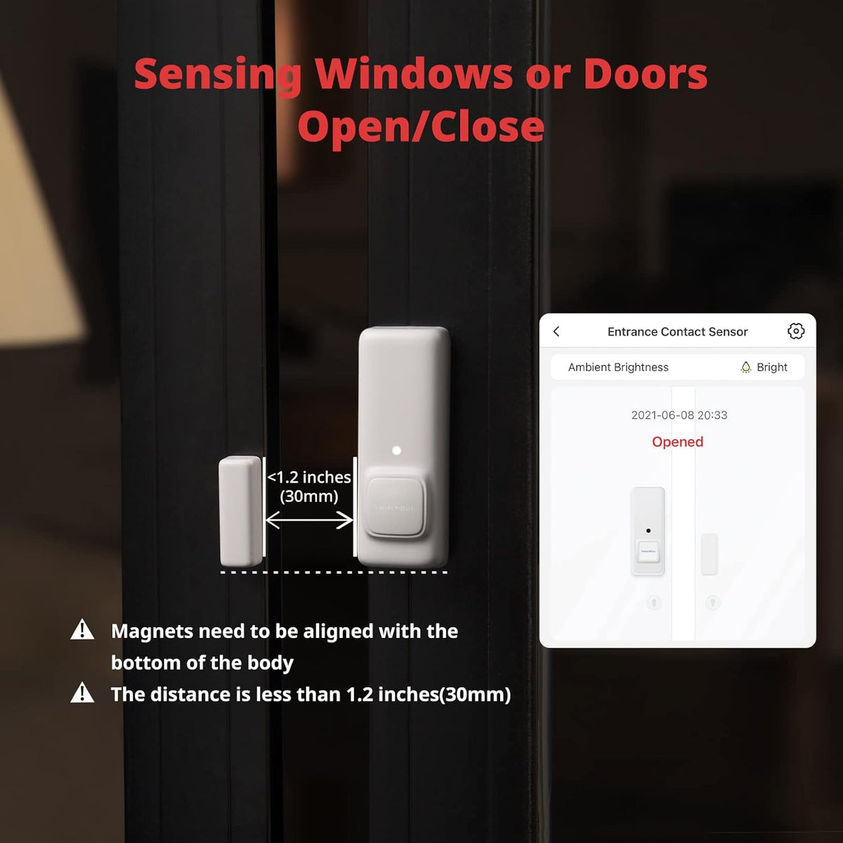 SwitchBot Détecteur de contact de porte et de fenêtre - Système de sécurité sans fil - Détecteur d'interrupteur de porte et de fenêtre avec alarme - Ajoutez un hub SwitchBot (3)