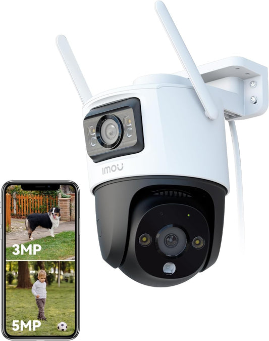 Imou 4K(5MP+3MP) Caméra Surveillance WiFi Extérieure à Double Objectif, 360° Caméra IP Exterieur WiFi, AI Détection Humaine/Véhicule, Suivi Automatique, Vision Nocturne Couleur 30M,Étanche IP66,Sirène