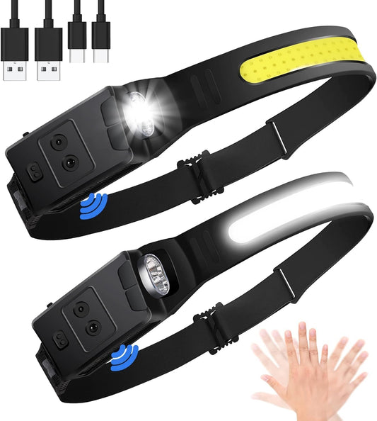 Lampe Frontale Rechargeable, Super Lumineux 230° Angle Torche Frontale