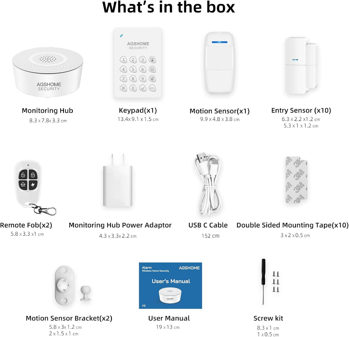 AGSHOME Alarme Maison sans Fil 15 Pack WiFi Alarme Sécurité Système Cambrioleur sans Fil 120DB, Kits de sécurité pour la Maison, Extensible à volonté-Compatible avec Alexa, Google Assistant