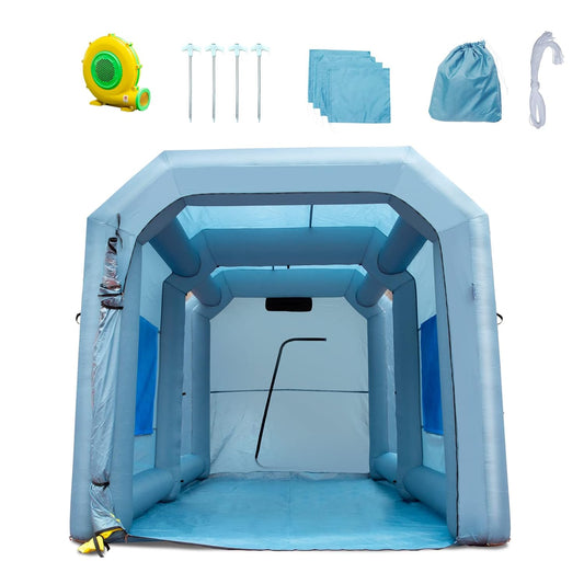VEVOR Cabine de Peinture Gonflable 4x2,95x2,75 m en Oxford 210D avec Système de Filtration Souffleurs 900 W