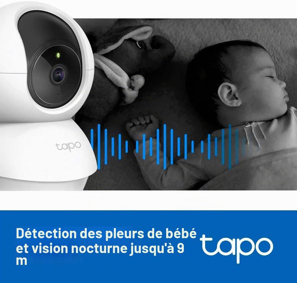 Tapo C200 Caméra Surveillance WiFi intérieure 360° 1080p, Vision Nocturne, Notifications en Temps réel, Détection de Personne, Suivi de Mouvement, Télécommande, Compatible avec Alexa