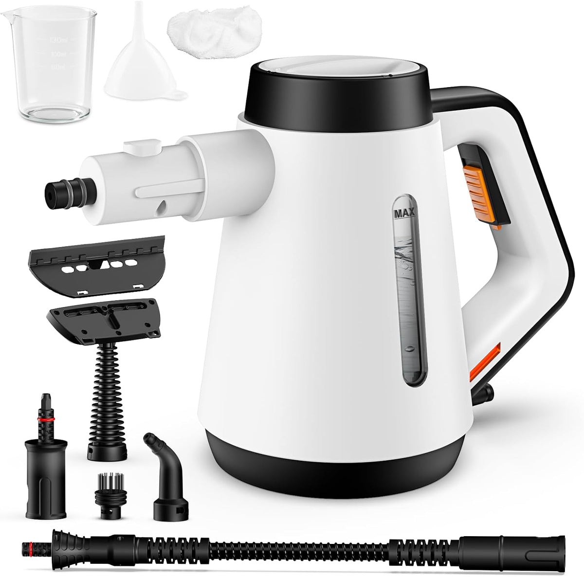Fippesax 1200W Nettoyeur à vapeur portatif pressurisé 400ml, Chauffage instantané 15S avec 9pcs Accessoires