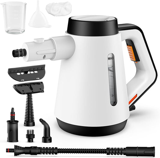 Fippesax 1200W Nettoyeur à vapeur portatif pressurisé 400ml, Chauffage instantané 15S avec 9pcs Accessoires