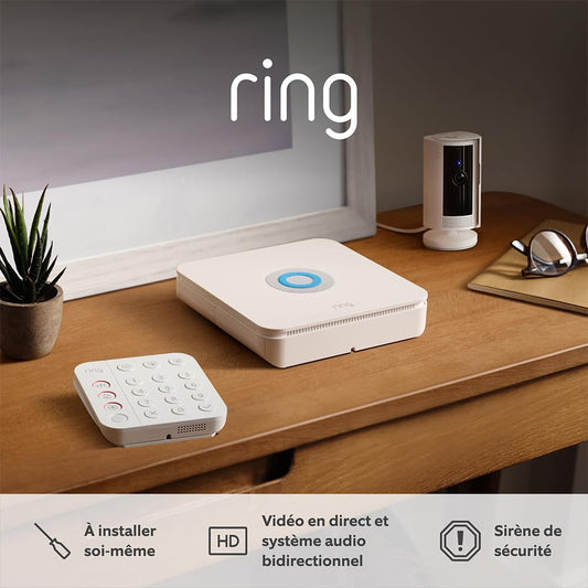 Kit Ring Alarm XL + caméra intérieure + sirène extérieure | Alarme maison sans fil connectée, système de sécurité | Abonnement Ring Home à souscrire séparément