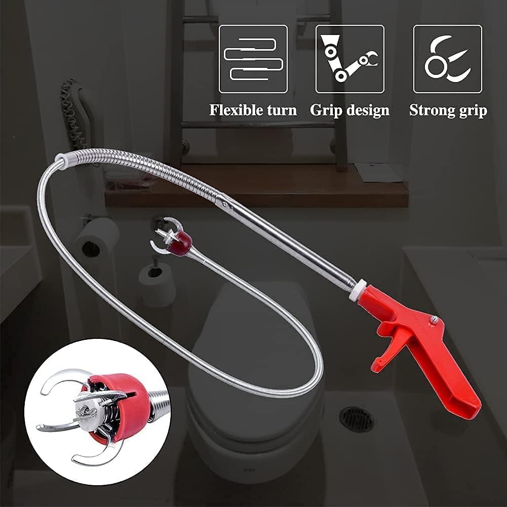 1.3m Furet Déboucheur Canalisation WC, Déb. à manivelle avec Griffe D'aigle-Anti-rayures-Débouchage canal. Serpent de plombier idéal pour éliminer les débris etles sabots cheveux des drains