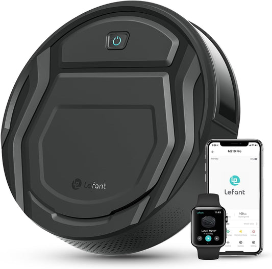 Lefant Aspirateur Robot, Robot Aspirateur Mince Silencieux Connecté avec WiFi/Bluetooth/Alexa/App, 6 Modes de Nettoyage, Auto-Charge, 120min d'Autonomie, Idéal pour Poils d'animaux Sols Durs, M210P