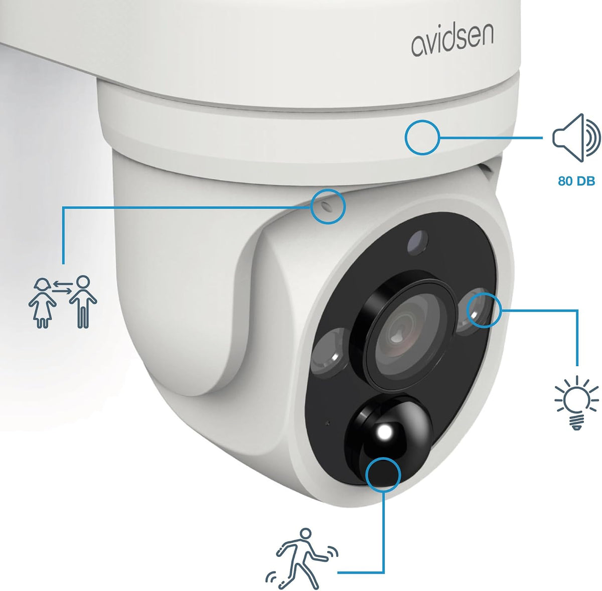 Avidsen HomeCam Prim-O PTZ - Caméra Surveillance Extérieure WiFi Solaire 2.5K - Motorisée 360° - Dual Band 2.4/5GHz - IA Détection de Silhouette & Autotracking - Sirène - sans Fil - IP65