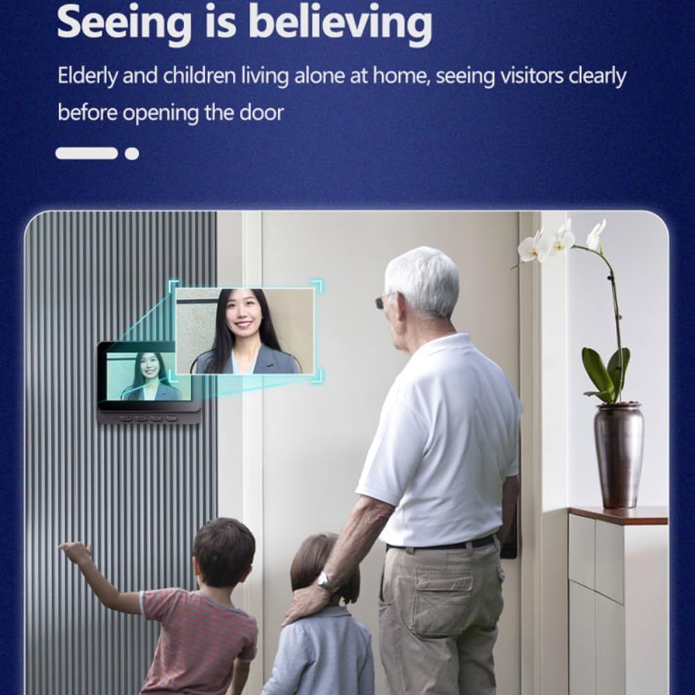 Sonnette sans Fil avec Caméra 1080P Interphone Video Sans Fil Exterieur Étanche Visiophone acve Écran IPS4.3 Pouces Bluetooth,Audio bidirectionnel,Caméra 170°,Vision Nocturne,sans abonnement,APP,Wifi