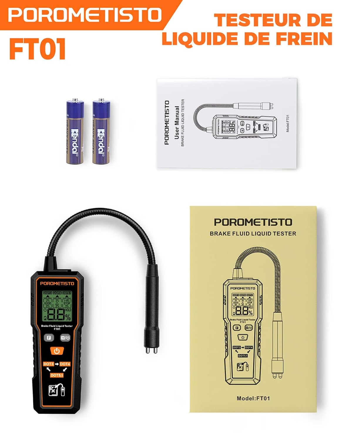 Testeur de Liquide de Frein Professionnel FT01, POROMETISTO