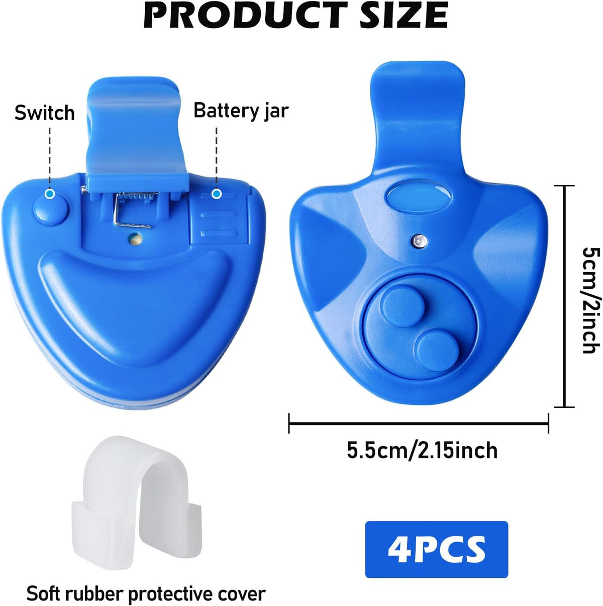 BORDEAG Alarme de Pêche, 4 Alarme Touche Canne à Pêche, Alarme de Touche de la Canne à Pêche avec Indicateur LED Détecteur Electronique Sensible Alarme, Detecteur de Touche Peche Maritime Nuit Pêche