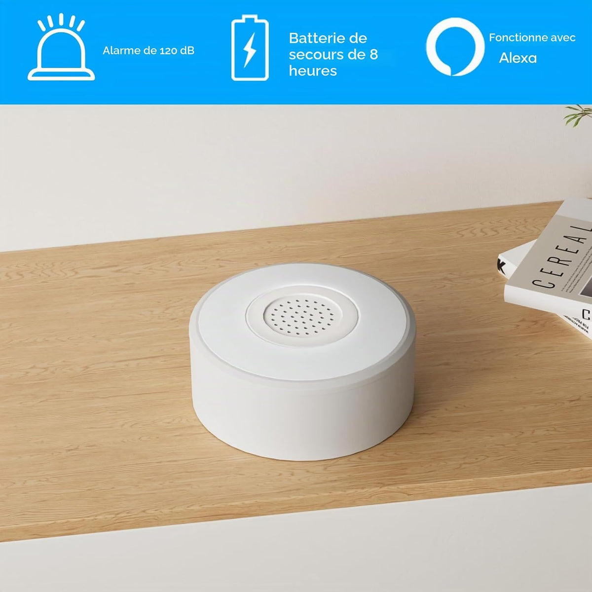 AGSHOME Alarme Maison sans Fil Intelligent WiFi - Alarme de Porte, 1 Alarme avec Sirène, 5 Capteurs de Fenêtre et de Porte, 2 Télécommande, Compatible avec Alexa, Google Assistant