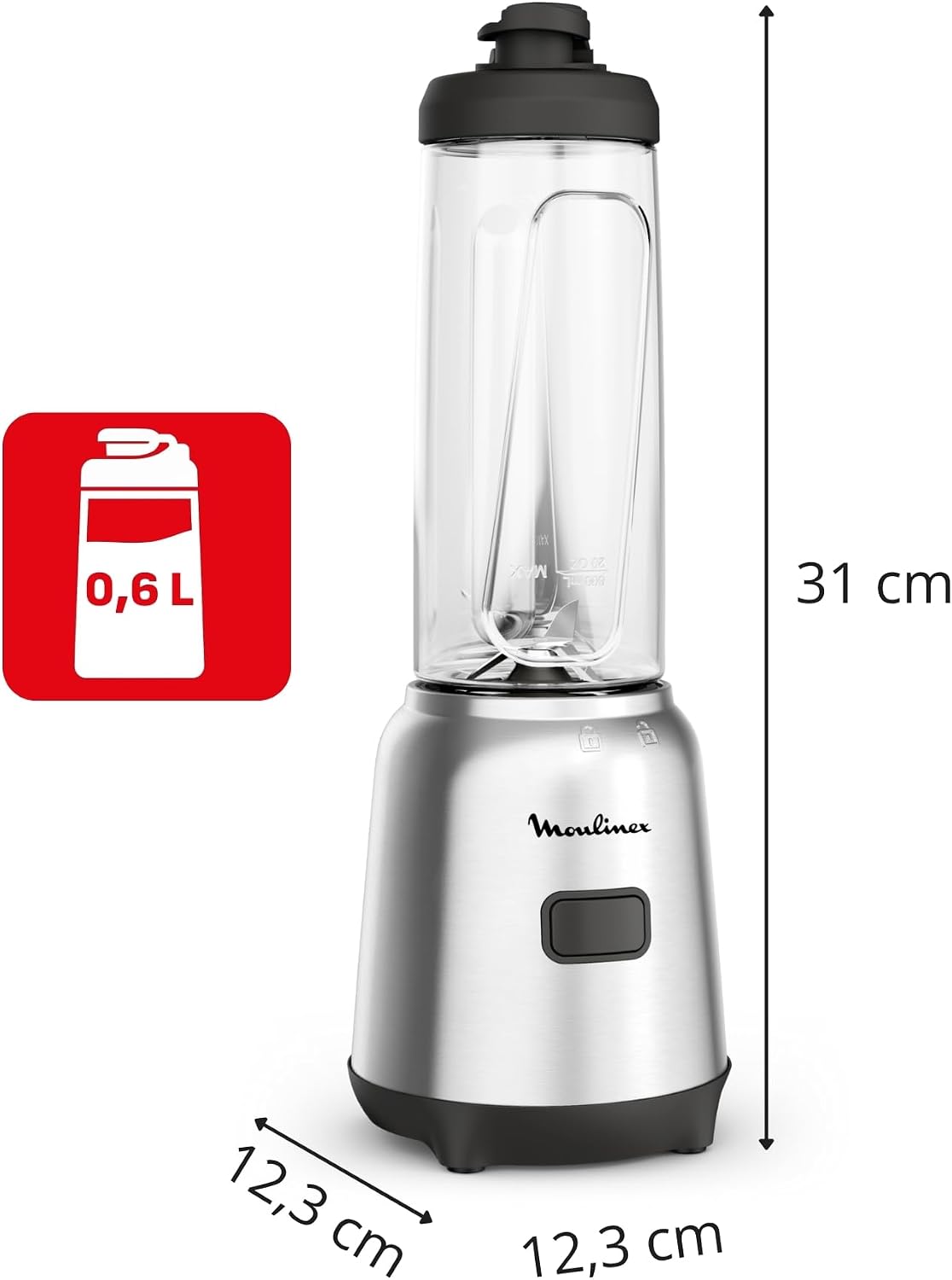 Moulinex - Mix & Move Mini blender 300W avec 2 gourdes de 0.6L