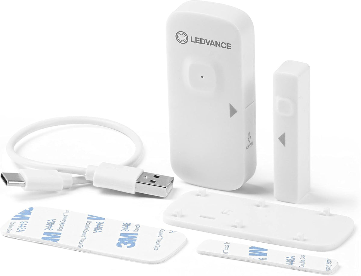 LEDVANCE Smart+ Détecteur de Contact avec Technologie WiFi pour détecter Les Portes et fenêtres Ouvertes, contrôle par Smartphone, Compatible avec Alexa et Google