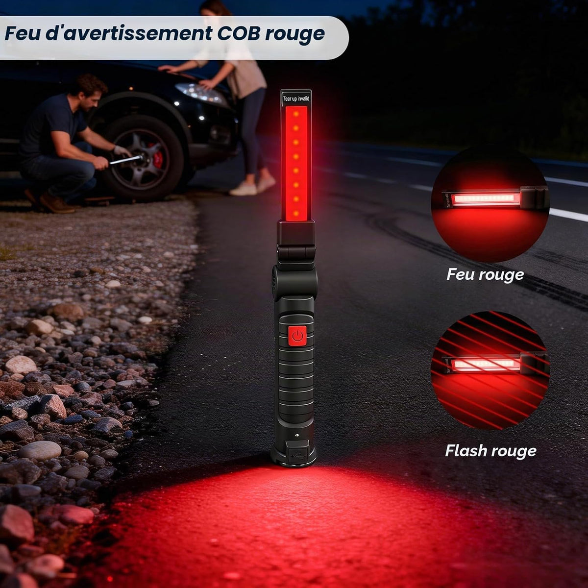 Daphomeu Lampe d'Inspection LED Rechargeable Magnétique, 4 Pièces, Noir