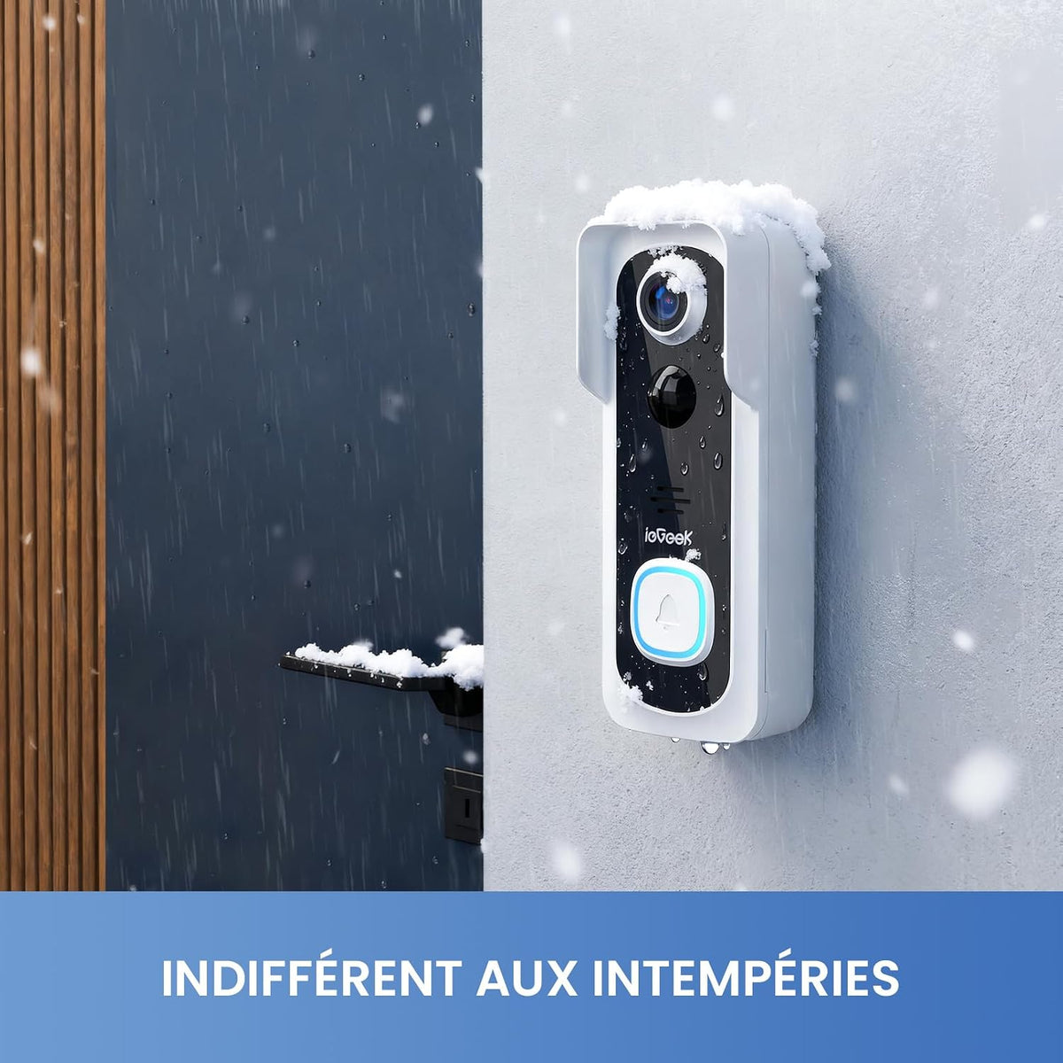 ieGeek 2K Sonnette sans Fil Exterieur Etanche, Sonnette Vidéo avec Caméra Compatible Alexa, Install Facile, Détection IA, IP66 Étanche,Vision Nocturne, Stockage Cloud, WiFi 2,4 GHz Uniquement (Blanc)