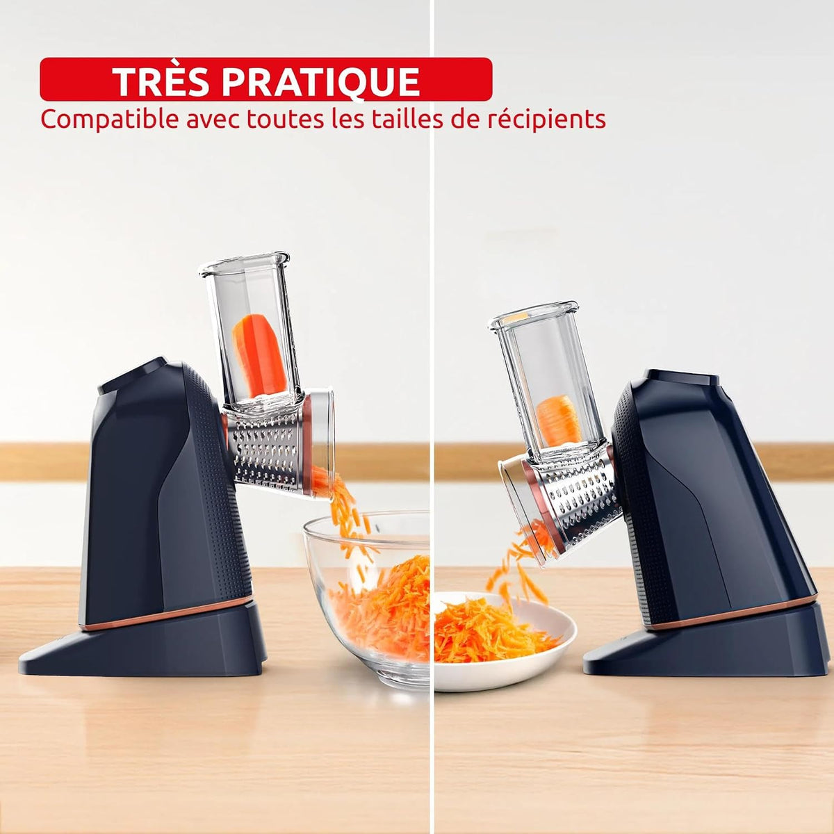 Moulinex Fresh Express Twist, Découpe-légumes, Service direct dans tous les récipients, 5 fonctions, Bleu, DK8654E0