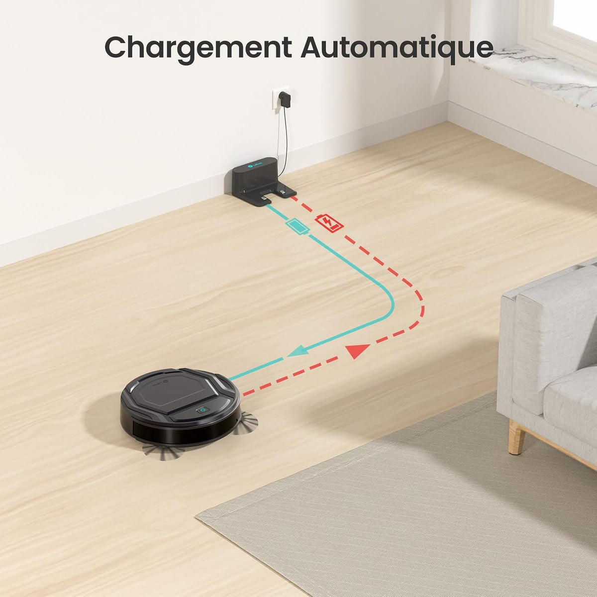 Lefant Aspirateur Robot, Robot Aspirateur Mince Silencieux Connecté avec WiFi/Bluetooth/Alexa/App, 6 Modes de Nettoyage, Auto-Charge, 120min d'Autonomie, Idéal pour Poils d'animaux Sols Durs, M210P