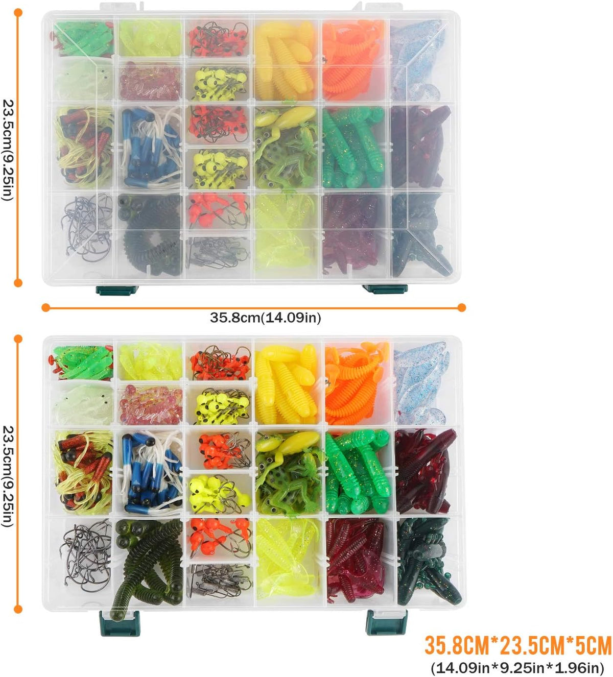 Leurres de pêche Kit avec Boîte à Outils Portable, RoseFlower 301 Pièces Flottante Set Appât de Pêche Hameçons Basse Accessoires Avec Spinnerbaits, Plastique vers, Minnow, Grenouille Appât - Baits Kit