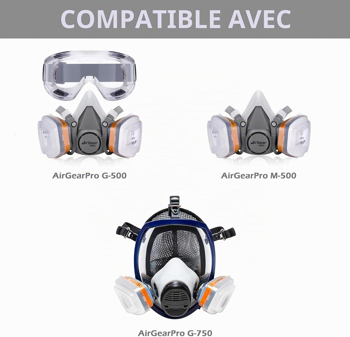 AirGearPro C-500 Lot de 6 Filtres à Poussière P2 pour Masque Respiratoire