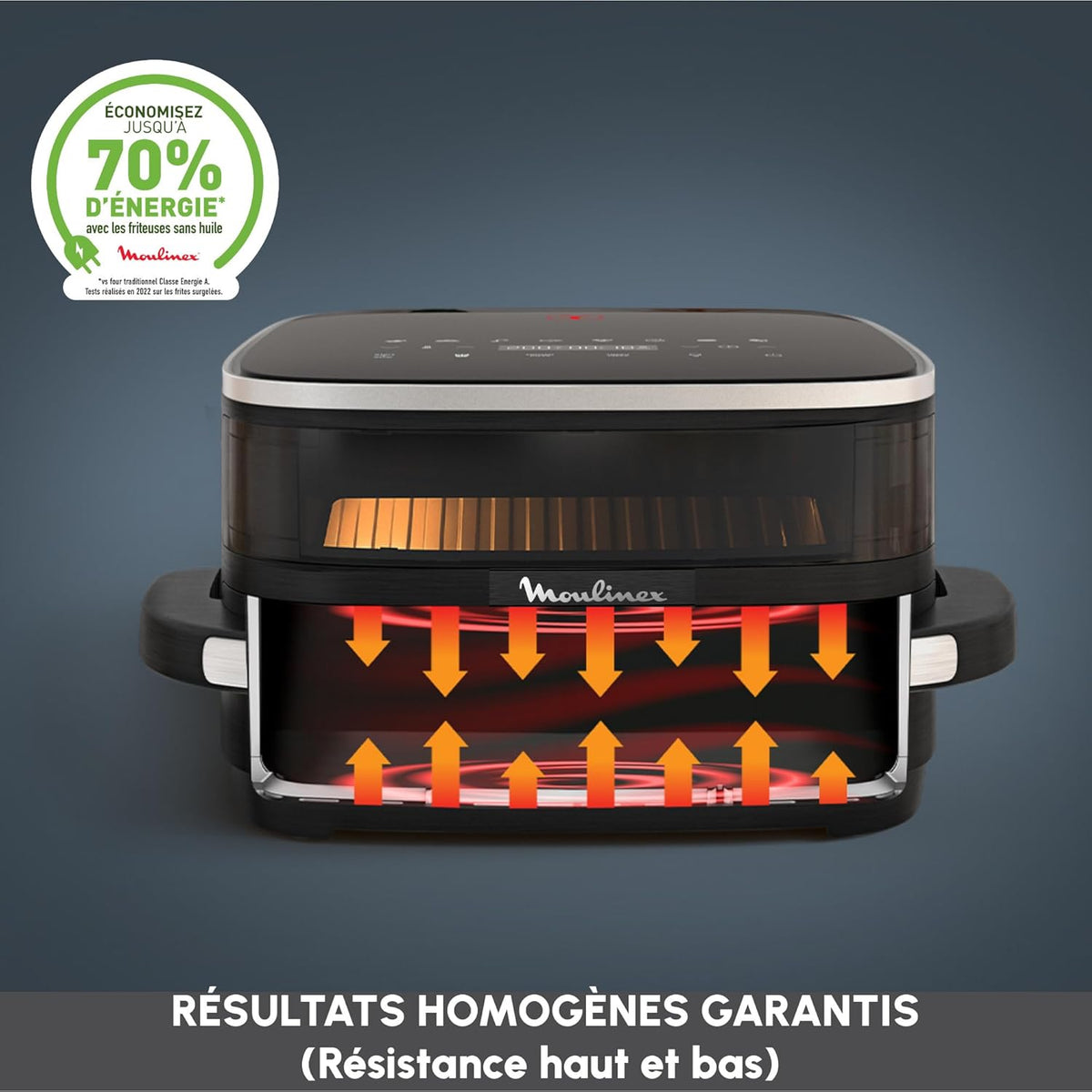 Moulinex Easy Fry XL Surface & Pizza 4L, Air fryer, Très grande surface de cuisson, Compact, Fenêtre de visualisation, Noir, AL4018F0
