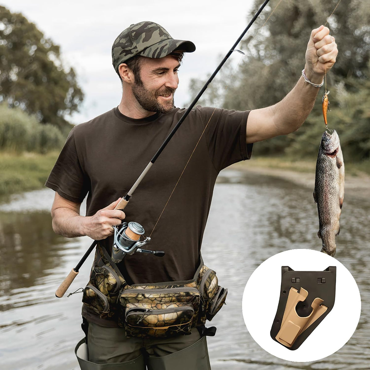 Étui Hanche Canne Pêche Coulissant, Porte-Canne à Pêche Ceinture