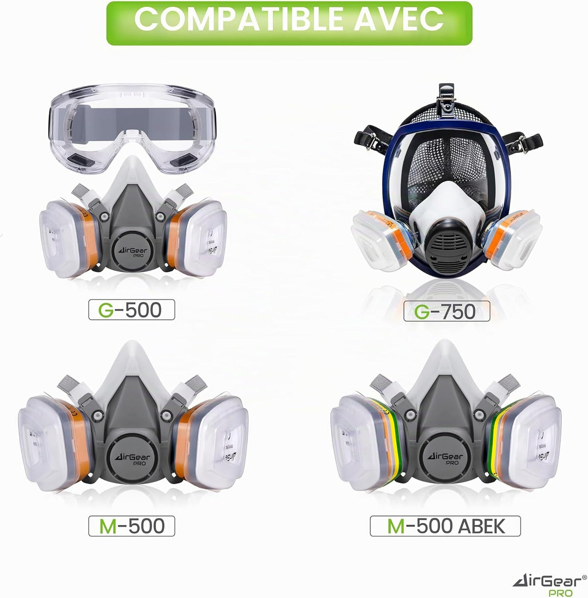 AirGearPro C-500 Lot de 6 Filtres à Poussière P2 pour Masque Respiratoire