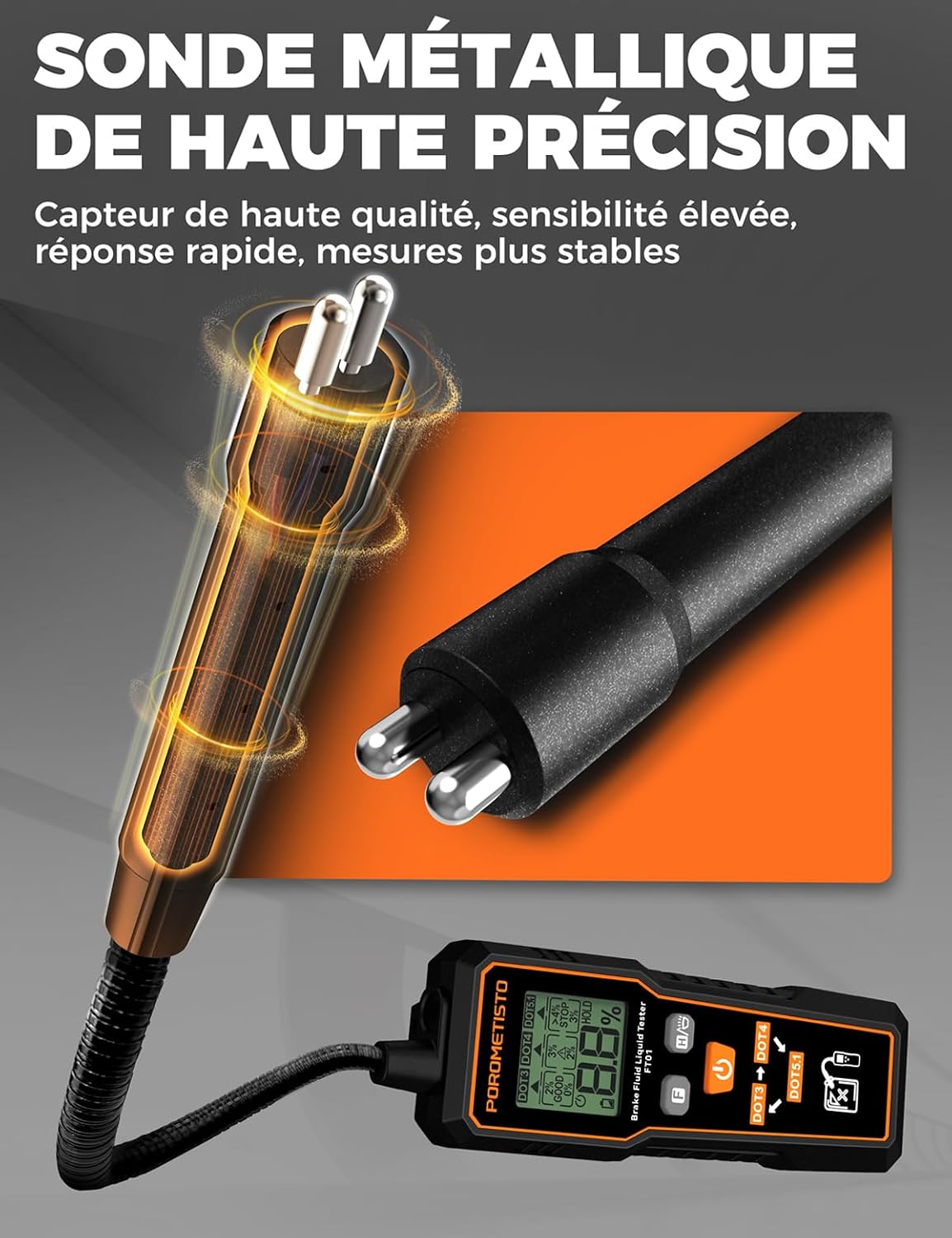 Testeur de Liquide de Frein Professionnel FT01, POROMETISTO