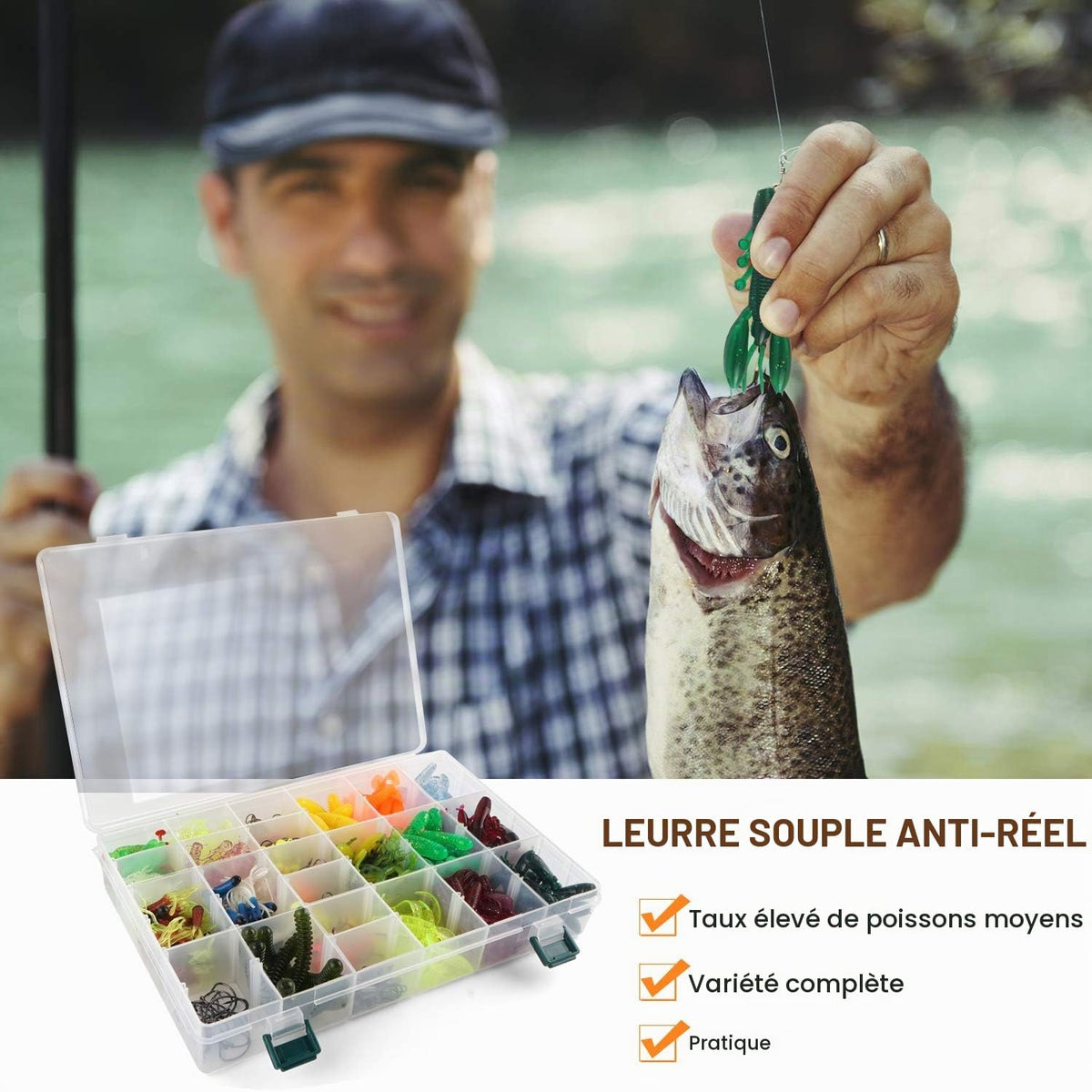 Leurres de pêche Kit avec Boîte à Outils Portable, RoseFlower 301 Pièces Flottante Set Appât de Pêche Hameçons Basse Accessoires Avec Spinnerbaits, Plastique vers, Minnow, Grenouille Appât - Baits Kit