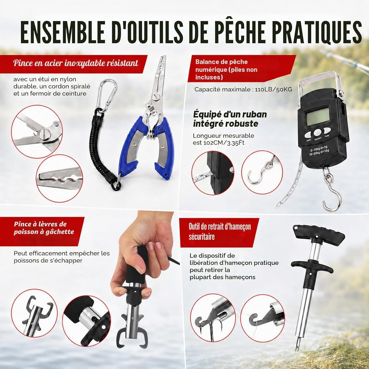 680 Pièces Accessoires de Pêche, Matériel de Pêche Complet avec Boîte Rangement, Leurres, Hameçons, Pince et équipement