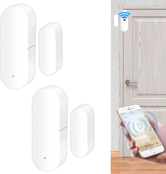 Capteur de porte WiFi, ensemble de 2 capteurs de porte/fenêtre, alarme de porte/fenêtre sans fil, capteur de porte intelligent Tuya, capteur de contact sans fil gratuit pour la sécurité de la maison