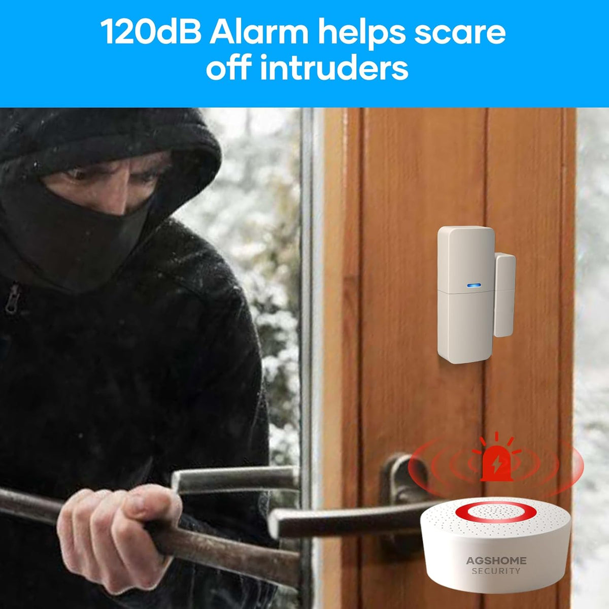 AGSHOME Alarme Maison sans Fil 15 Pack WiFi Alarme Sécurité Système Cambrioleur sans Fil 120DB, Kits de sécurité pour la Maison, Extensible à volonté-Compatible avec Alexa, Google Assistant