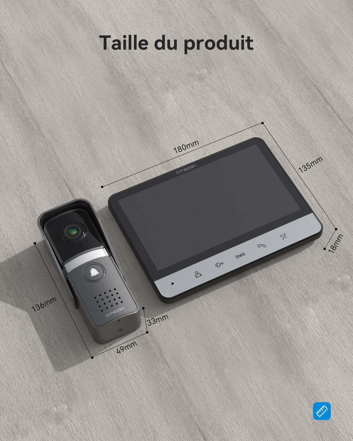 TMEZON Visiophone Connecté 4 Fils Kit Interphone Vidéo Filaire avec écran Couleur 7",Portier Vidéo pour Une Famille,Platine de Rue, Sonnette de Camera,V20