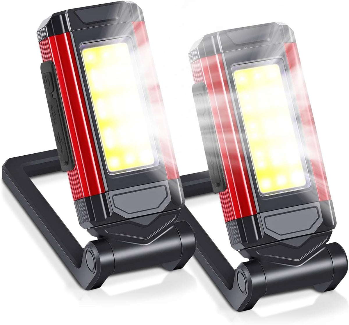 2 Pièce Lampe Led Rechargeable, Lampes d'inspection, Lampe Atelier CoB,Avec Support Pivotant et Crochet Pliant, Baladeuse Led Mecanicien, Torche LED magnétique,pour Auto, Atelier, Camping et Urgences