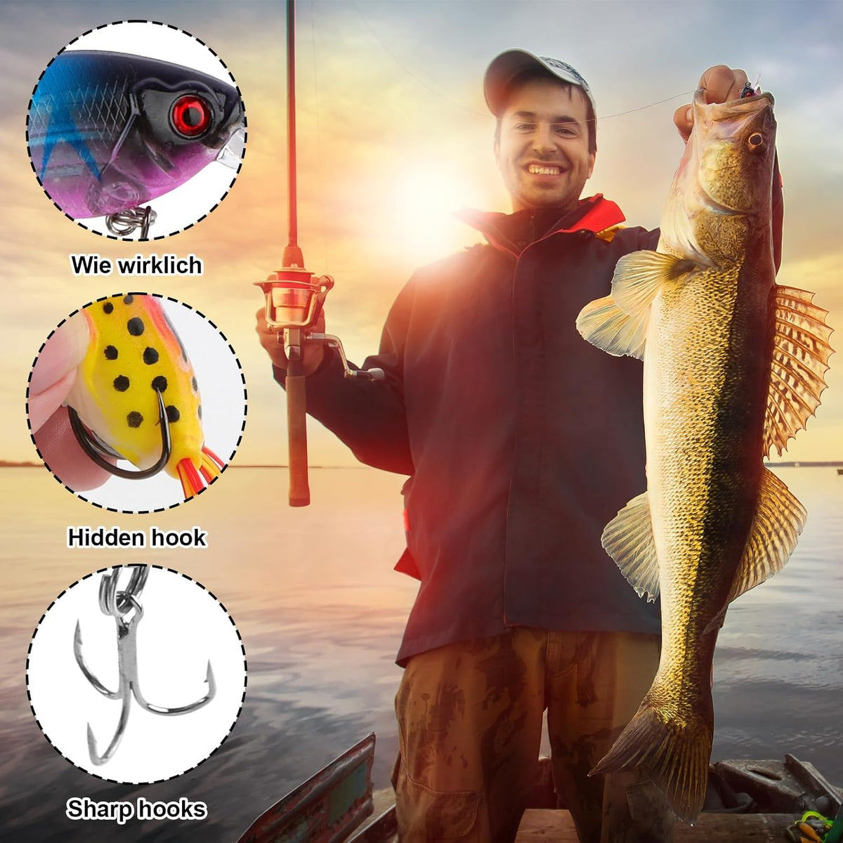 130 pcs Leurres de Pêche Kit avec Boîte Portable Kit d'appâts de Pêche - Spinnerbaits Leurres Popper Plastique vers Souples Pêche Jigs Crochets de Pêche pour brochet, sandre, truite, perche