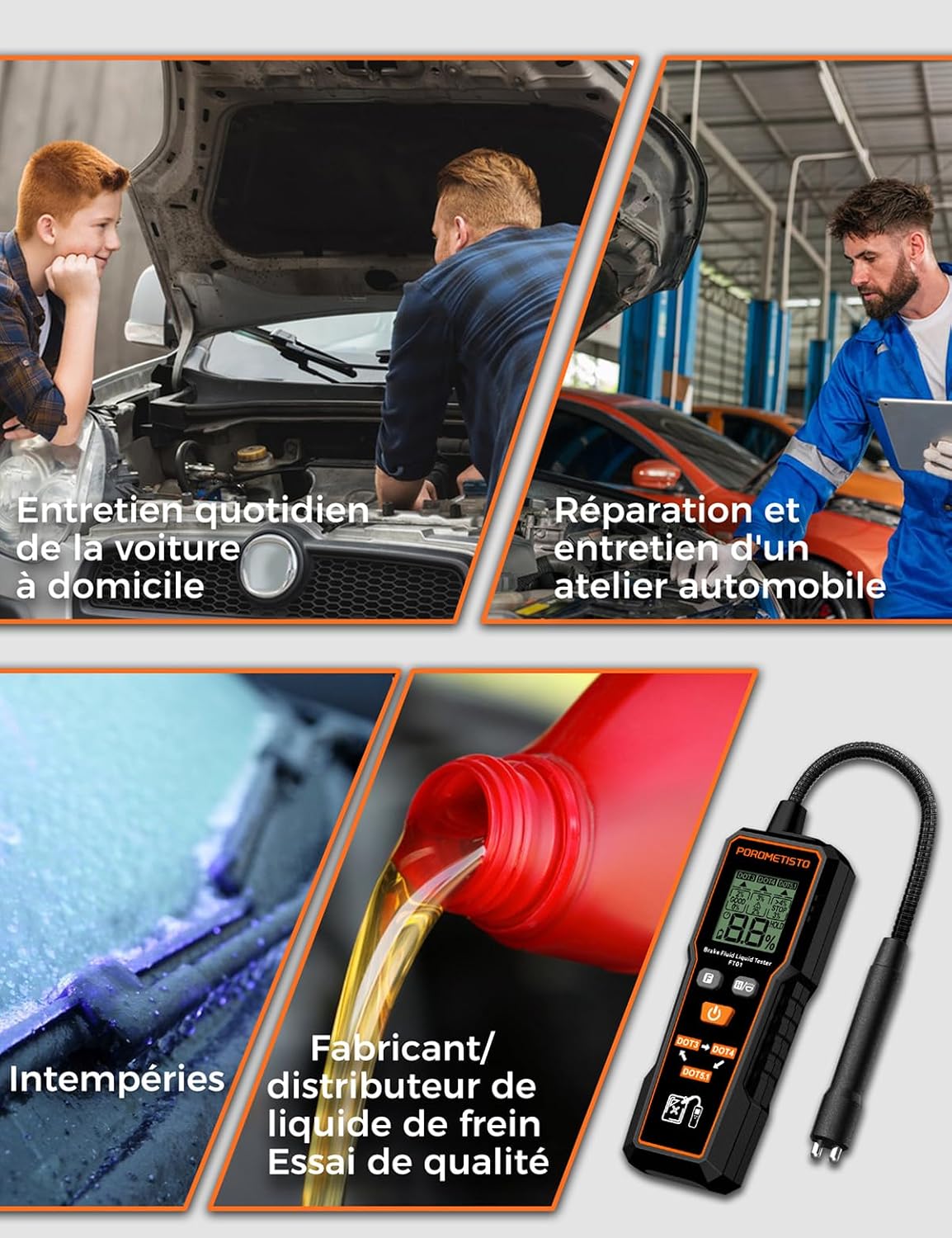 Testeur de Liquide de Frein Professionnel FT01, POROMETISTO