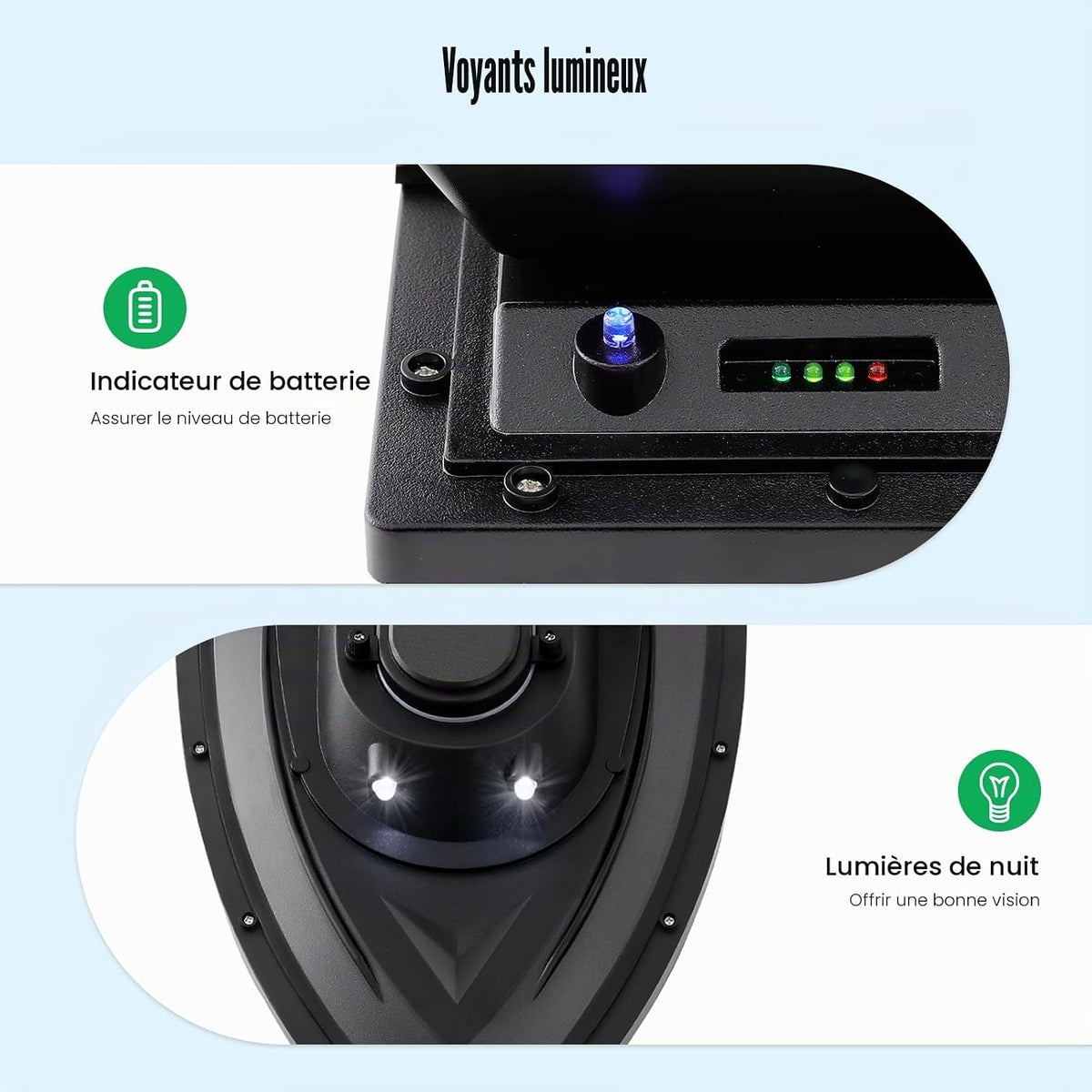 Cruise Angel Nest Bateau Amorceur RC 500 m appât de Nuit 2 kg Télécommande 2,4 G, lumière LED, Chargeur, Deux boîtes à appâts
