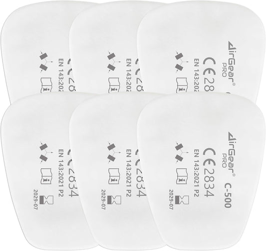 AirGearPro C-500 Lot de 6 Filtres à Poussière P2 pour Masque Respiratoire