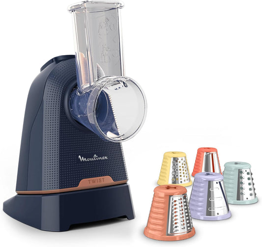 Moulinex Fresh Express Twist, Découpe-légumes, Service direct dans tous les récipients, 5 fonctions, Bleu, DK8654E0