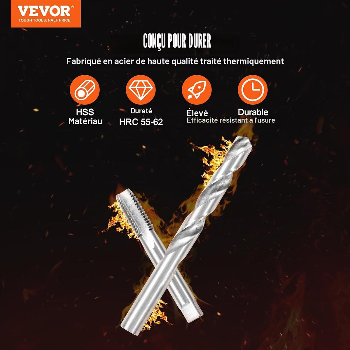 VEVOR Kit de Réparation de Filetage Hélicoïdal 166 Pièces, Outils à Restaurer Les Filetages Abîmes Métrique, M5 M6 M8 M10 M12, avec Forets HSS et Tarauds, pour Mécanicien Garage Réparation Automobile