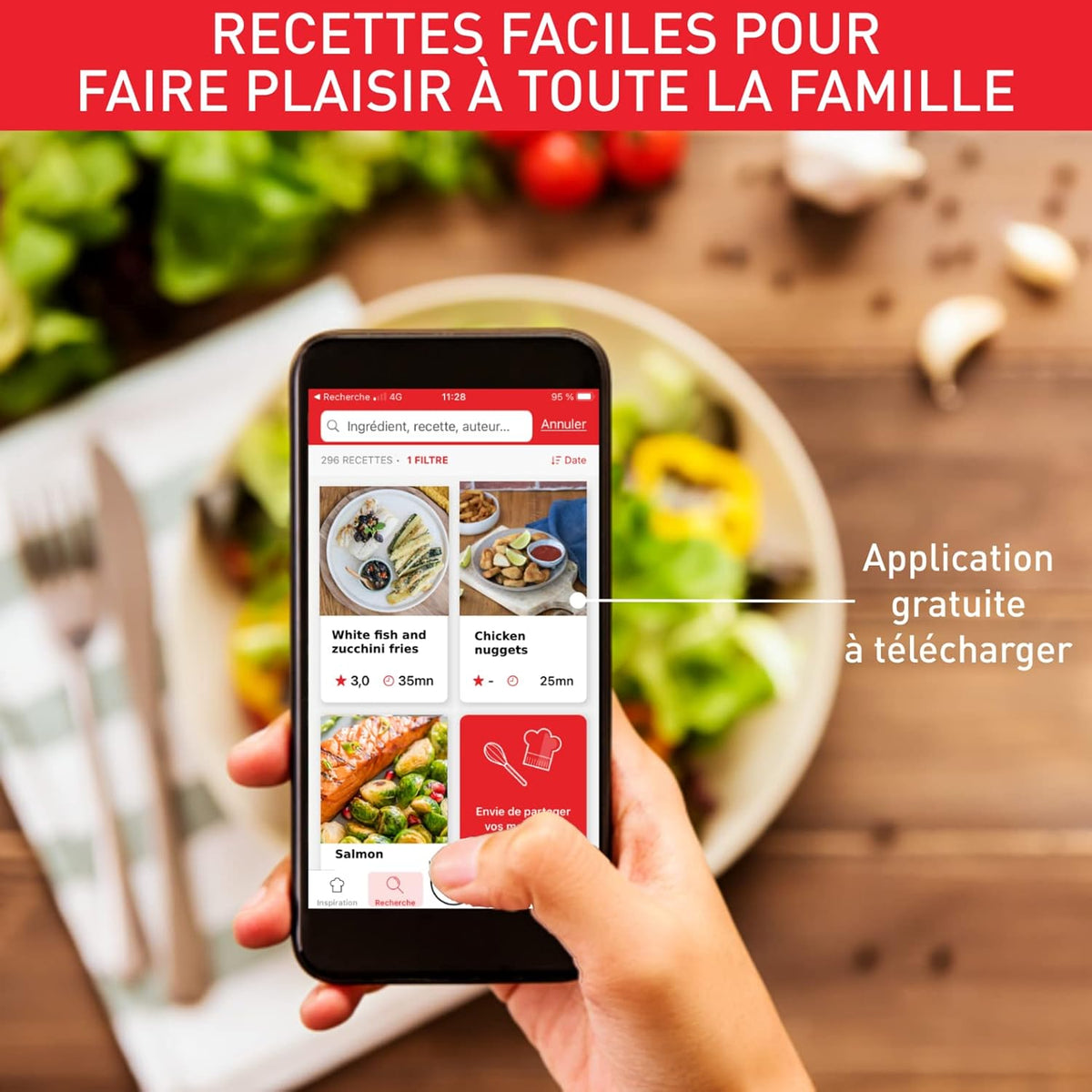 Moulinex Easy Fry & Grill XXL Friteuse sans huile + gril, Capacité 6,5 L, Jusqu’à 8 personnes, 8 programmes automatiques, Séparateur double cuisson, Application Moulinex, air fryer EZ801810